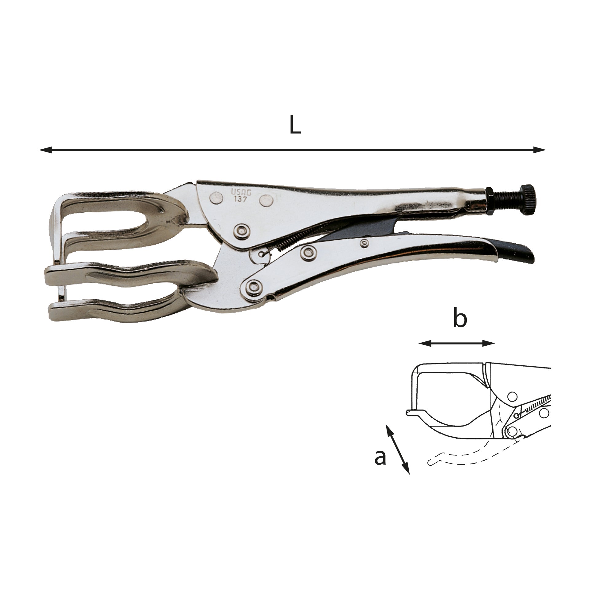137 - Pince autobloquante réglable à becs fourchus - Usag - U01370001 137 - Pince autobloquante réglable à becs fourchus - Usag - U01370001